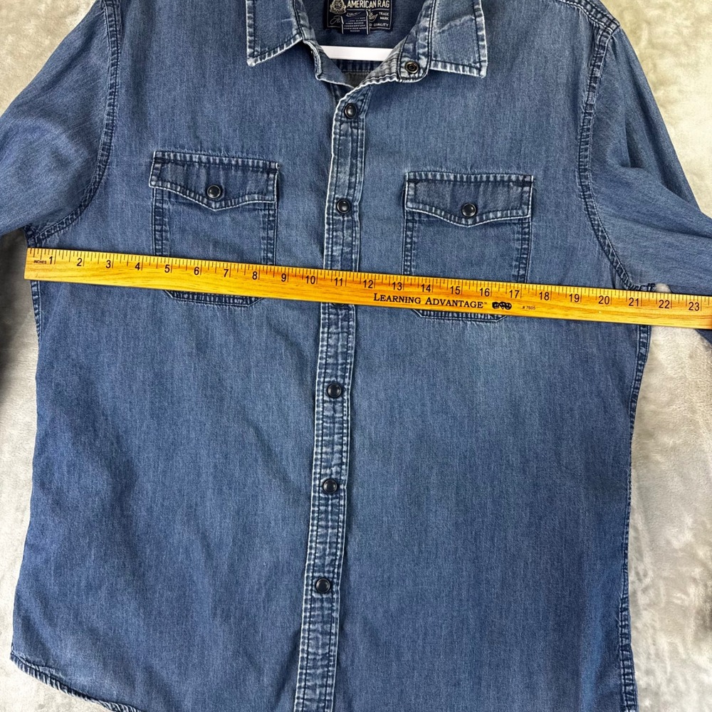 American Rag Denim Shirt Women Large Blue Button Down Long Sleeve (1600) - Picture 8 of 10